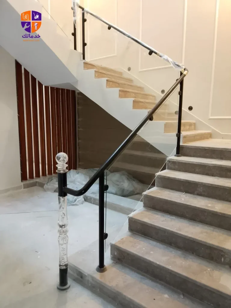 تركيب الدرابزين قبل الرخام